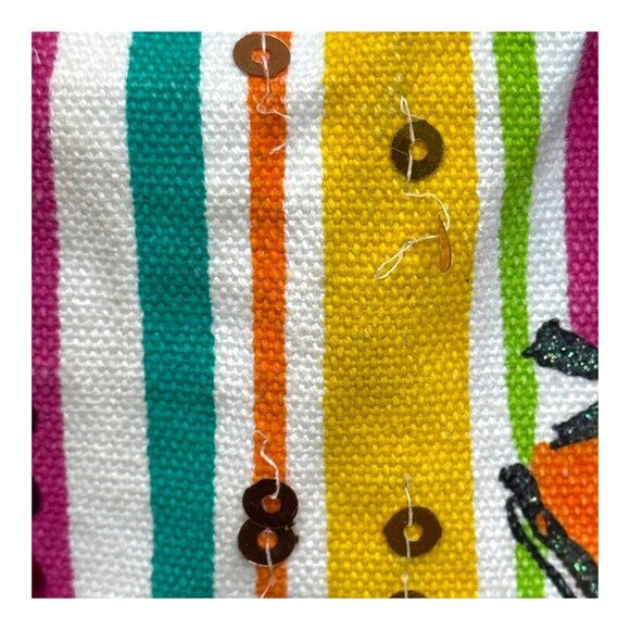 Colorful Whimsical Tropical Fish Beach Large Tote Sally Huss Y2K Striped READ - Picture 9 of 10